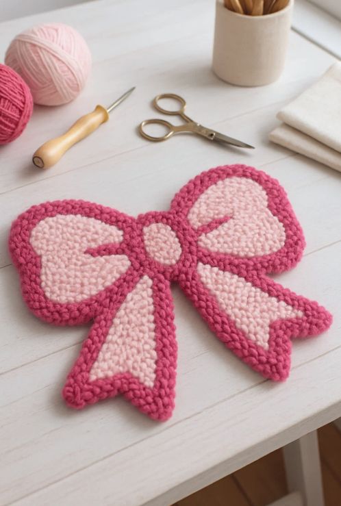 Bow Down – Pink Bow Mug Rug