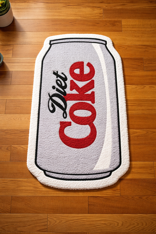 Diet Coke Can Tufted Rug | Handmade Pop Art | Room & Floor Decor