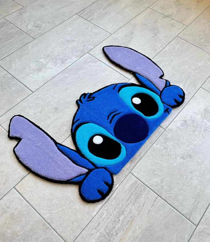 Blue Island Peek Stitch Rug | Hand-Tufted Character Floor Rug | Room & Floor Decor