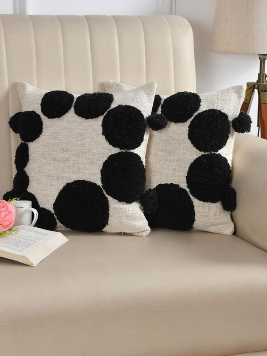 Popcorn Parade - Midnight Black Cushion Cover (Set of 2)