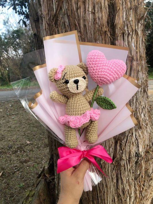 Sweetheart Teddy Crochet Bouquet