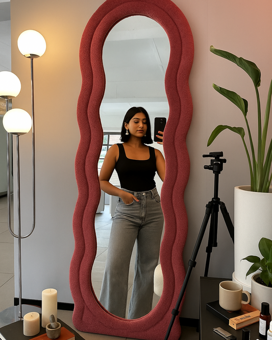 Wavy Full Length Mirror - Dark Pink
