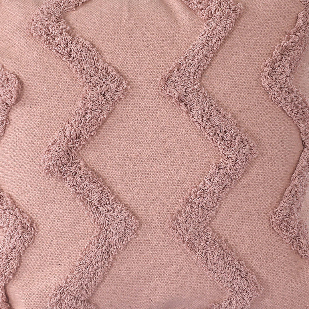 ⁠⁠Pink Chevron Tufted Cushion Cover with Tassels