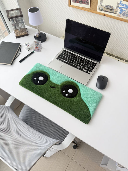 Meadow Eyes Keyboard Rug | Hand-Tufted Frog Desk & Gaming Setup